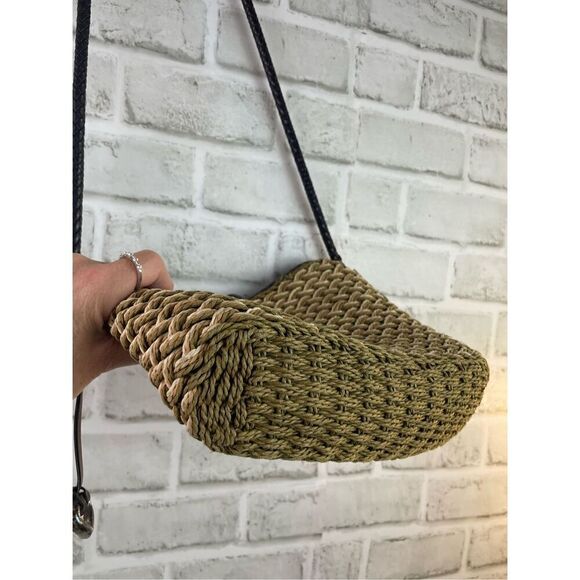 Vintage Brighton Roxanne Shoulder Bag Sea Grass Straw and Leather - Picture 6 of 12